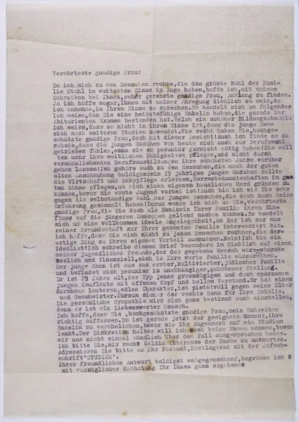 Old document. Typed on a typewriter.