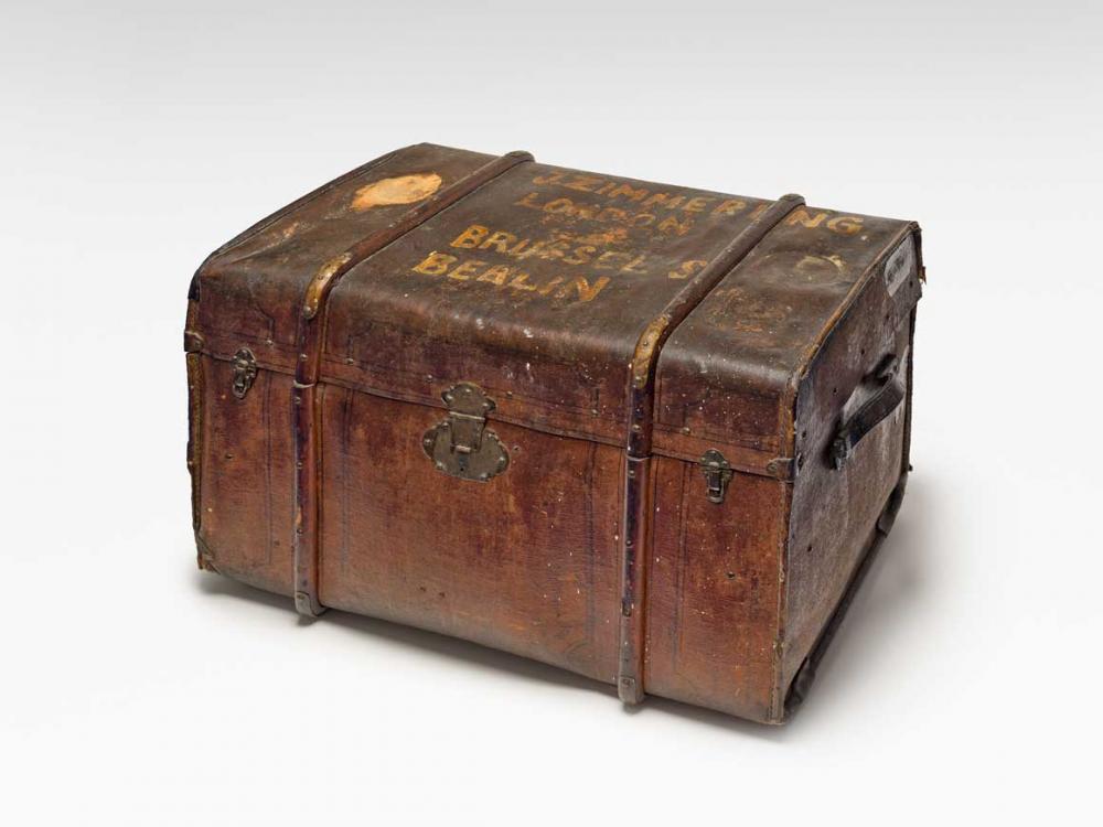 A brown leather chest.