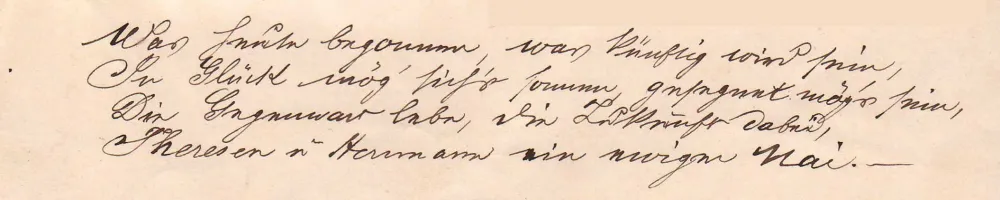 Handwritten version of the poem quoted in the continuous text.