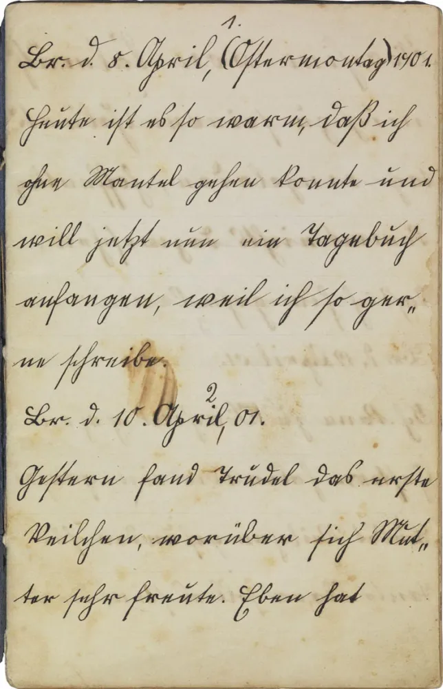 Tagebuchseite, handschriftlich
