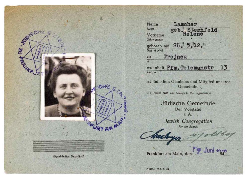 Membership card with passport photo of a woman