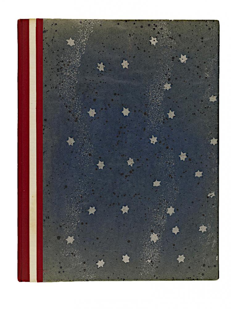 Back cover of the farewell album, a blue and red cover studded with stars.
