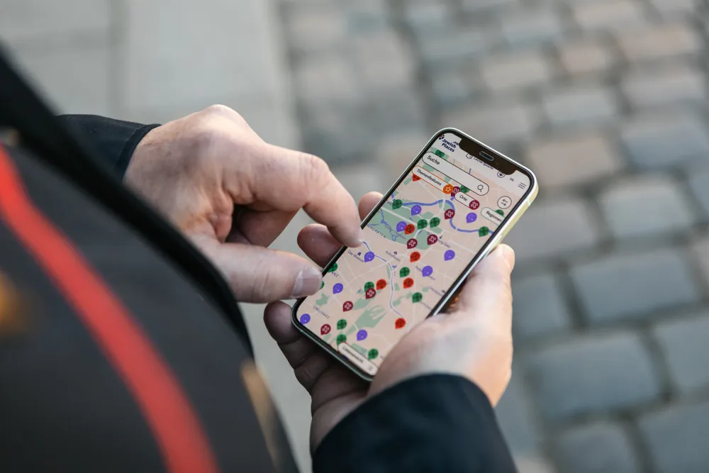 A man holding a smartphone.