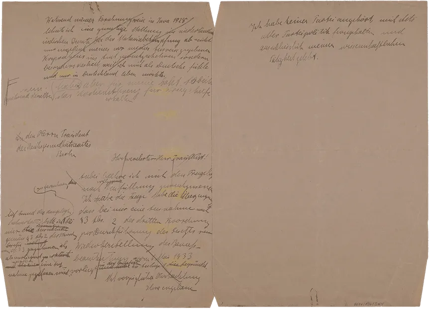 Notes with handwritten sentences, some of them crossed out.