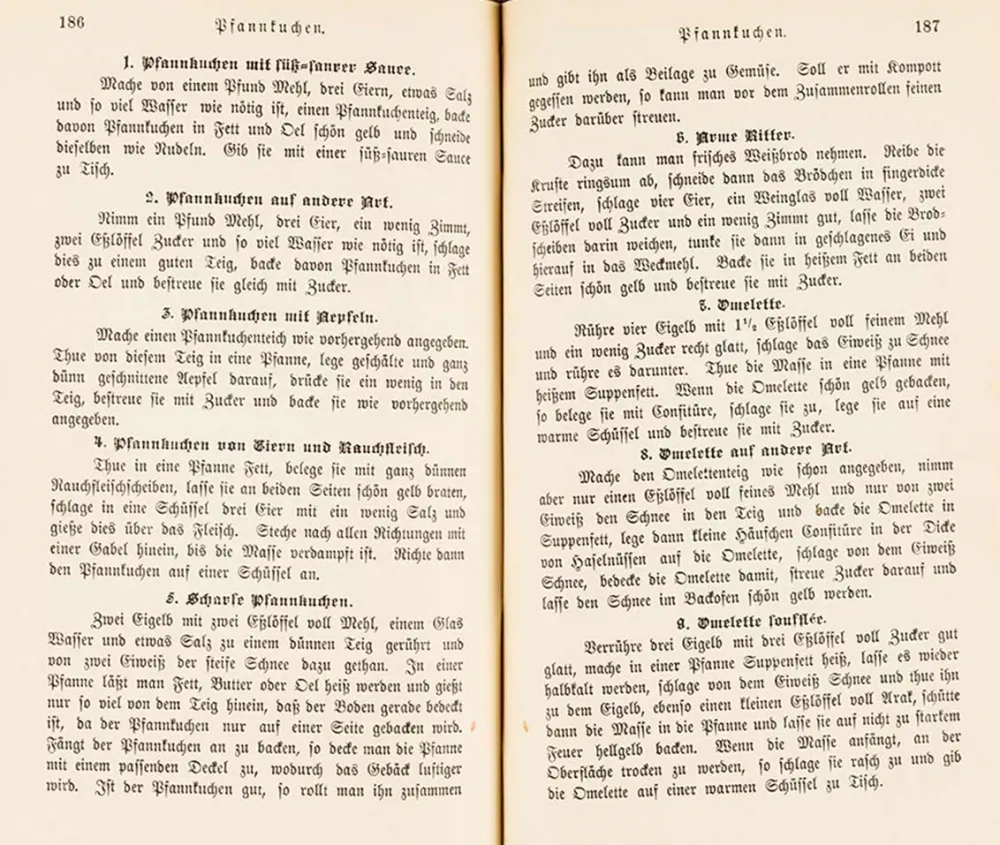 Seite aus dem Kochbuch, siehe Transkription in der Großansicht