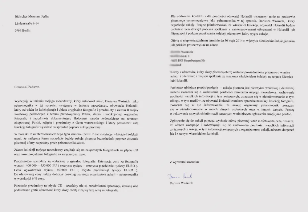 Der im Flie&szlig;text erw&auml;hnte zweiseitige, maschinengeschriebene Brief.