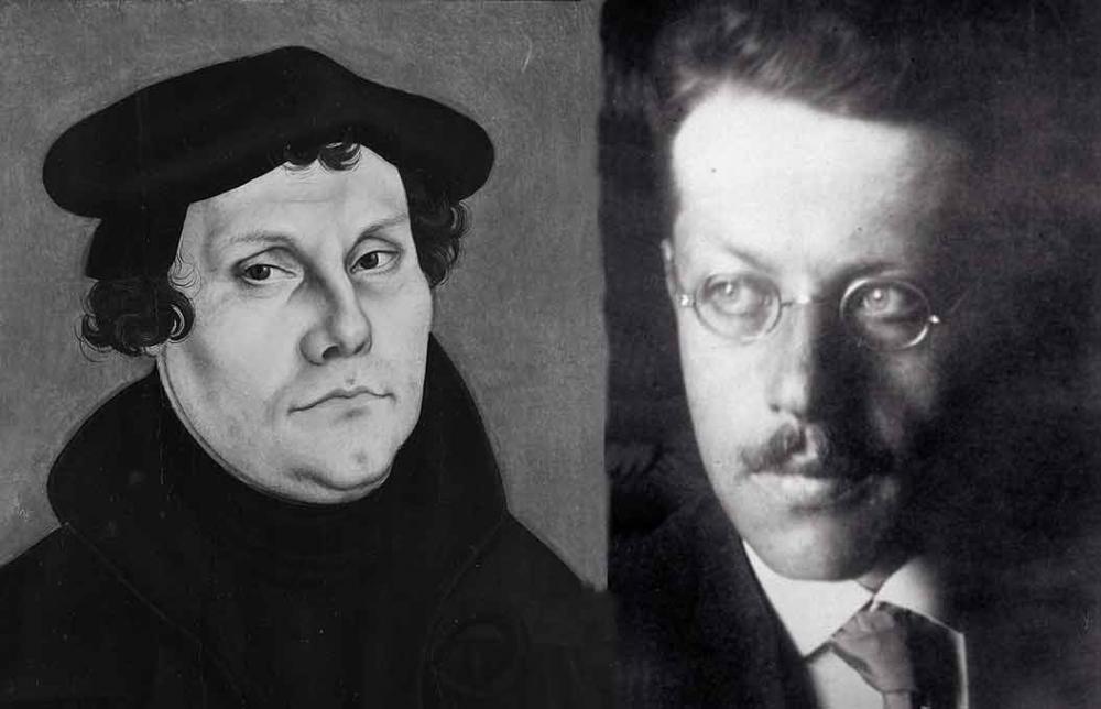Cranach portrait painting of Luther and photo of Franz Rosenzweig
