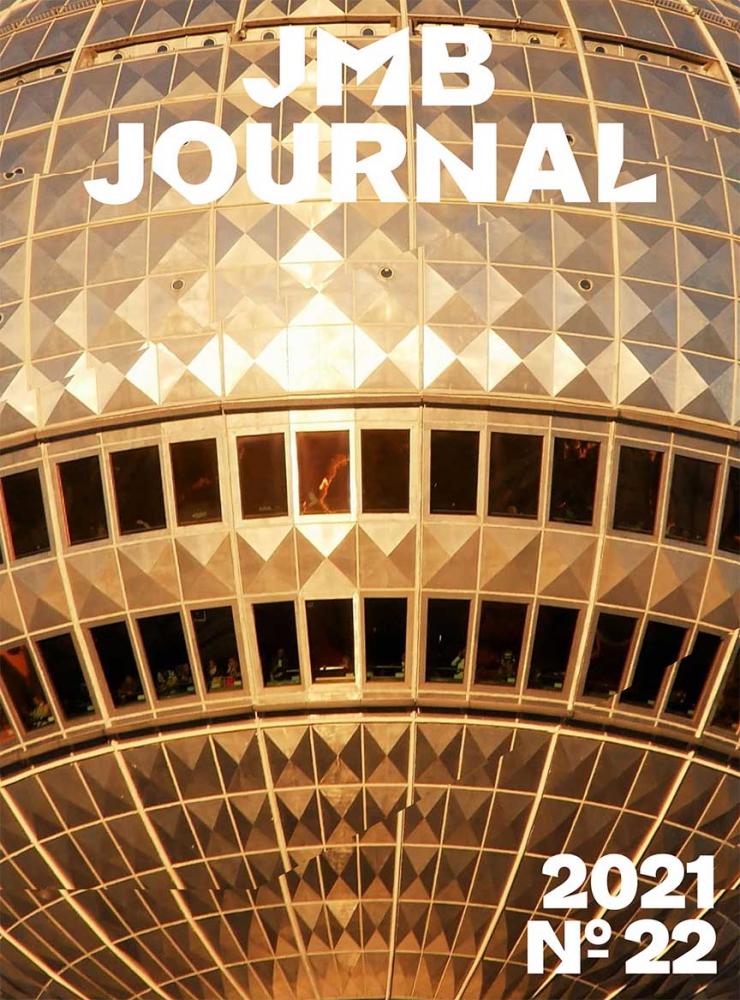The cover of the  JMB Journals 22: A close-up of Berlin’s TV-tower in the sunset.