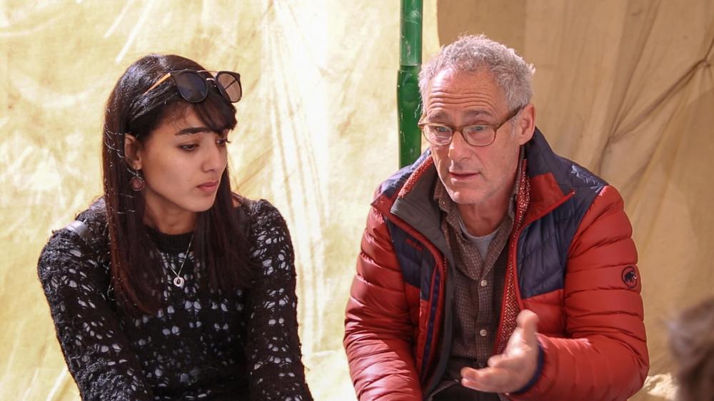 Yara Jarrar (left) talking with director Dani Levy