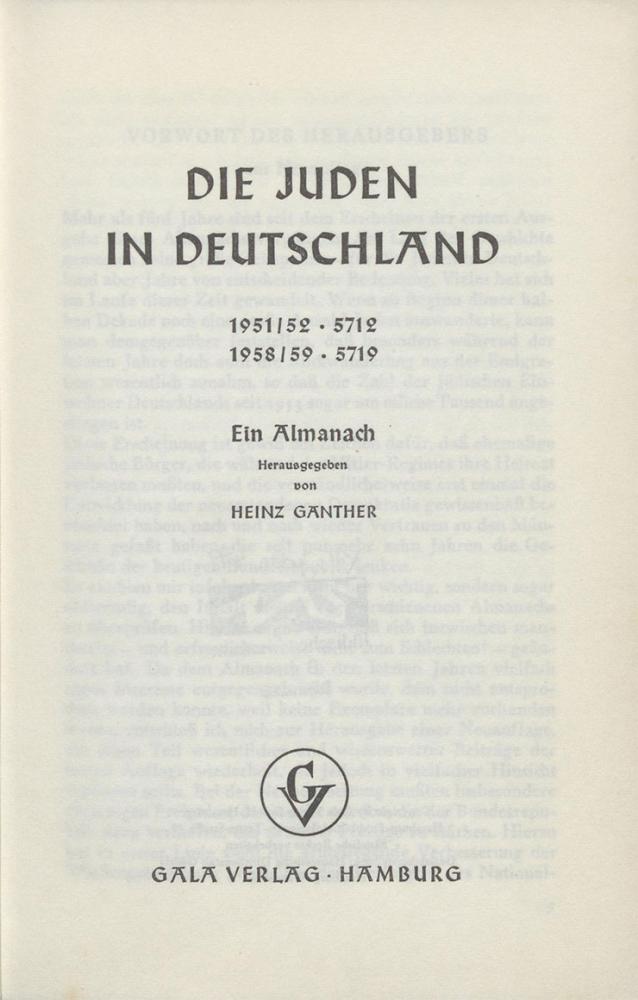 Title page of the book Die Juden in Deutschland.