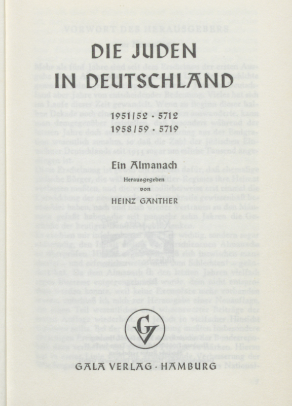 Title page of the book: Die Juden in Deutschland.
