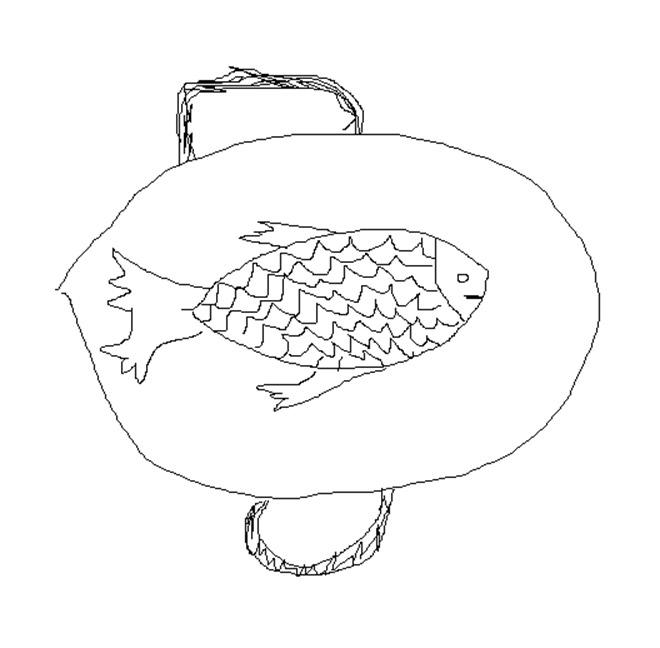 Gezeichneter Fisch auf einer Servierplatte