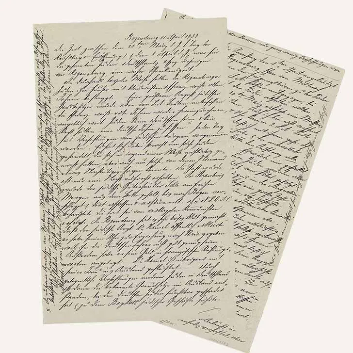 Two-page handwritten report with closely spaced words and additional notes in the margins.