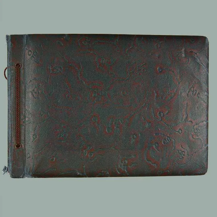 Cover of a landscape photo album with leather binding