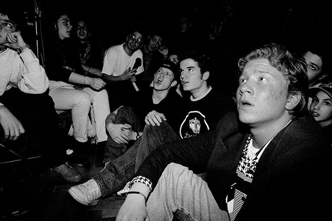 Black and white photography: Guests at a Hanukkah party at the youth center