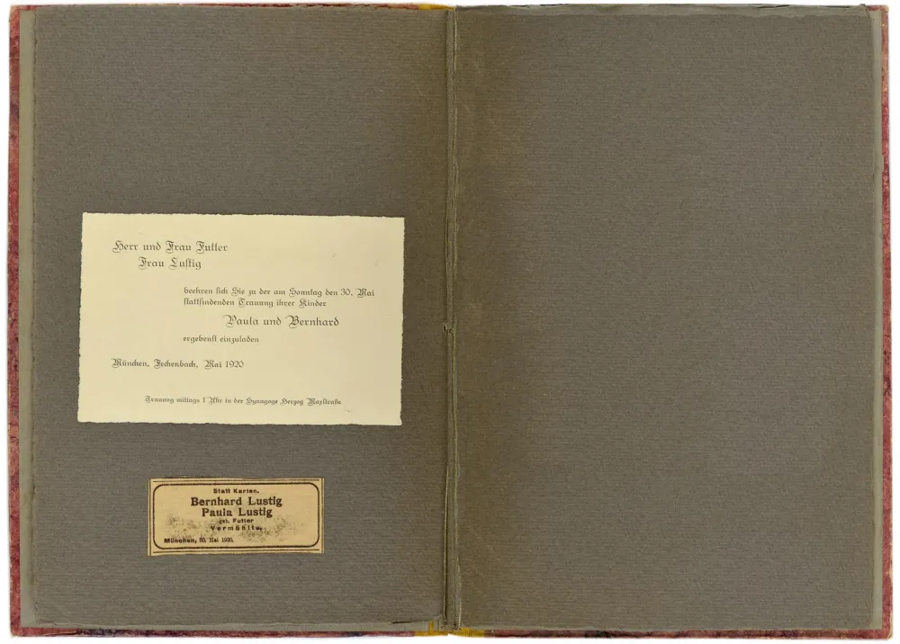Two-page spread with invitation and newspaper announcement