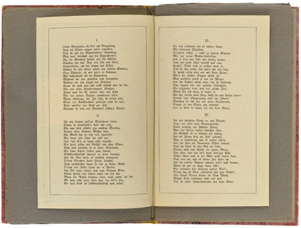 Two-page spread with two pages of the celebratory song by Hanna Futter. 