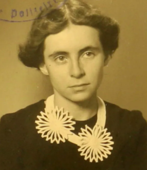 Black-and-white photograph of a young woman