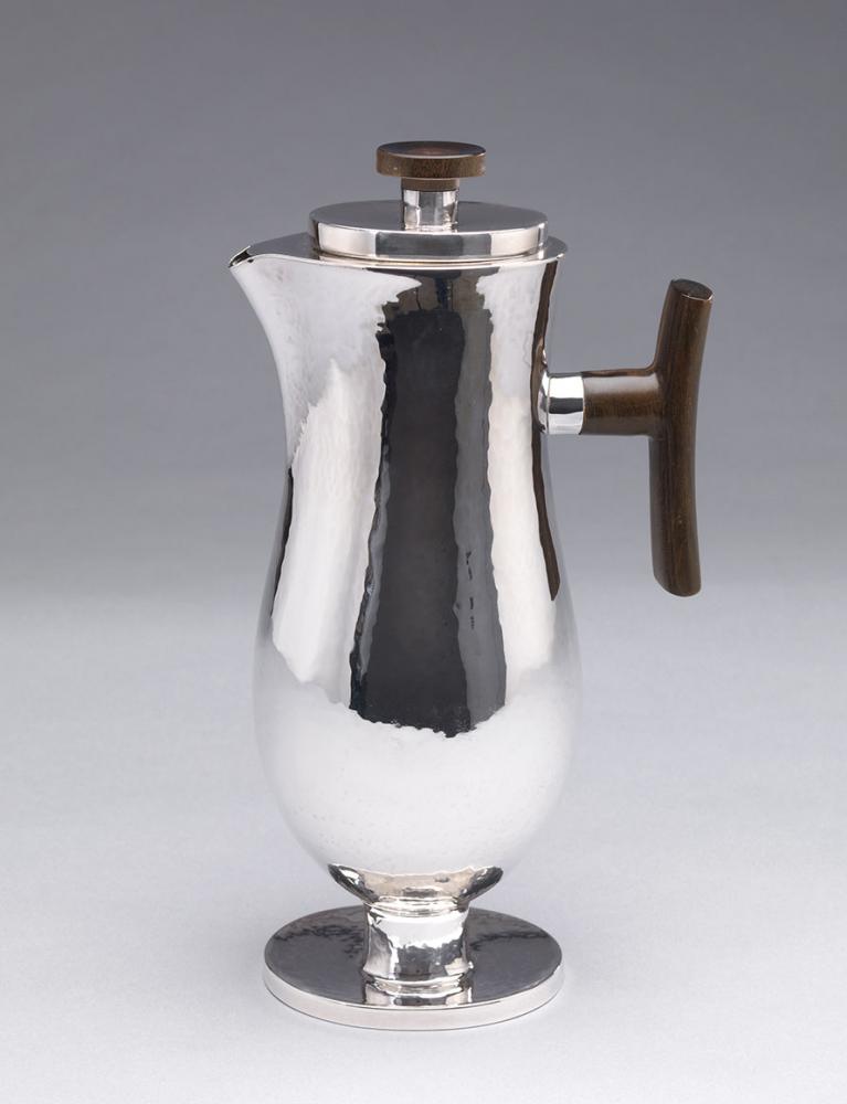 Silver coffeepot with horn handle