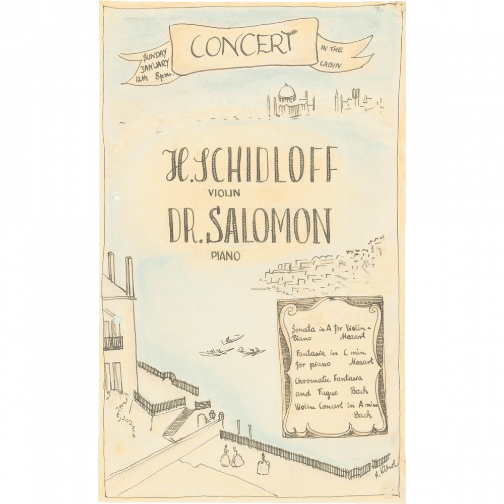 Handwritten and drawn concert announcement