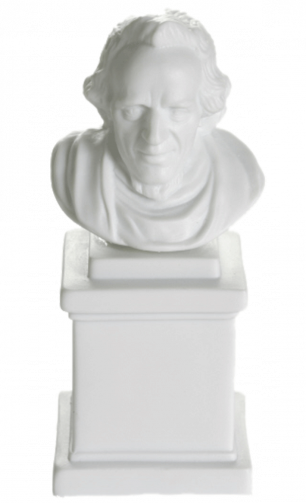 White porcelain bust of Mendelssohn on a square pedestal