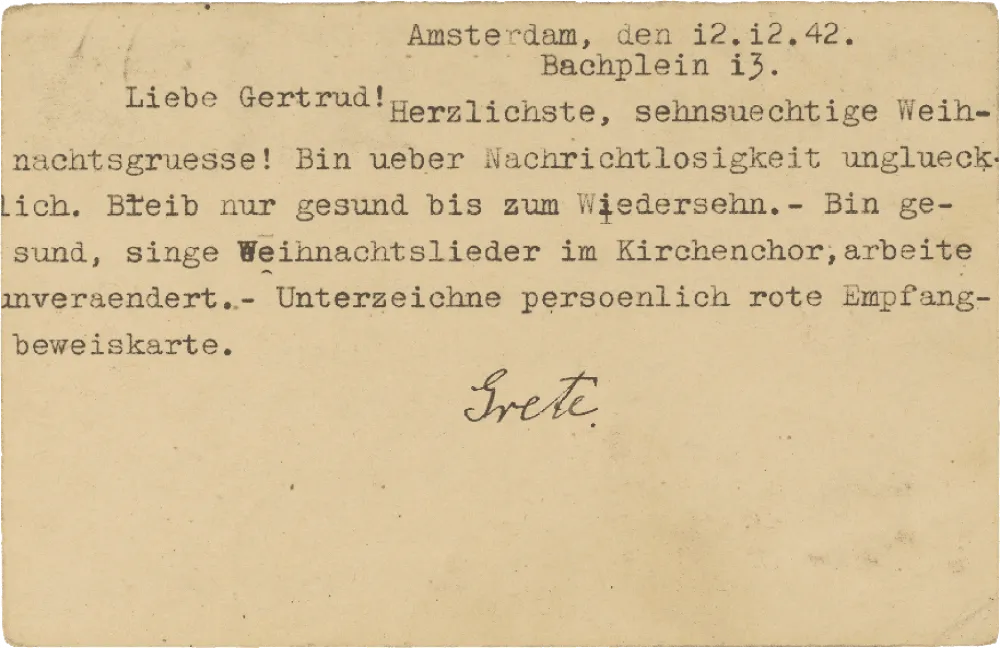 Postcard with printed text.