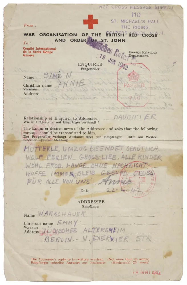 Stamped and signed Red Cross letter.