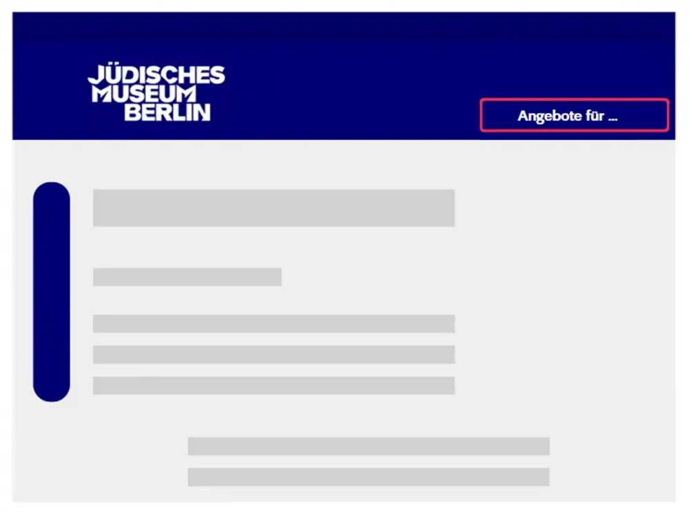 Grafik der Startseite mit einem rot umrandeten Bereich, in dem steht: Angebote für ...