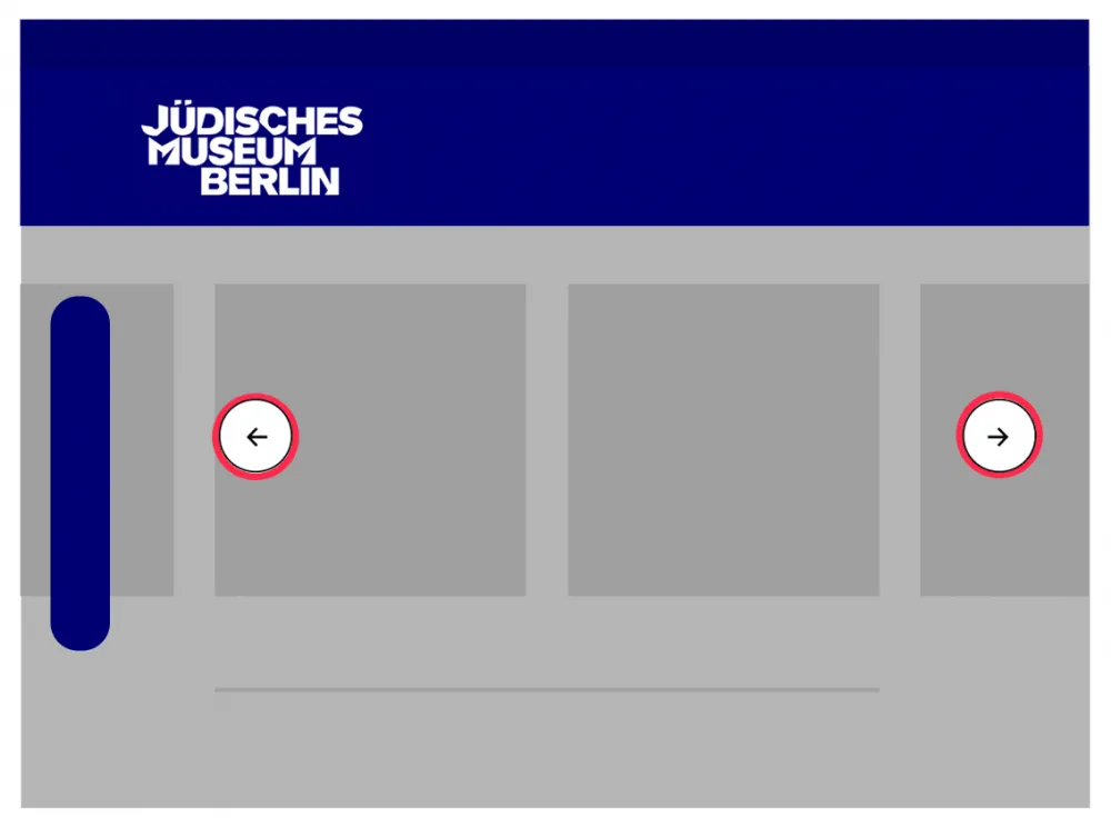 Grafik von den Karussell-Teasern auf der Startseite mit rot hervorgehobenen Pfeilen zum Weiterdrehen des Karussells.