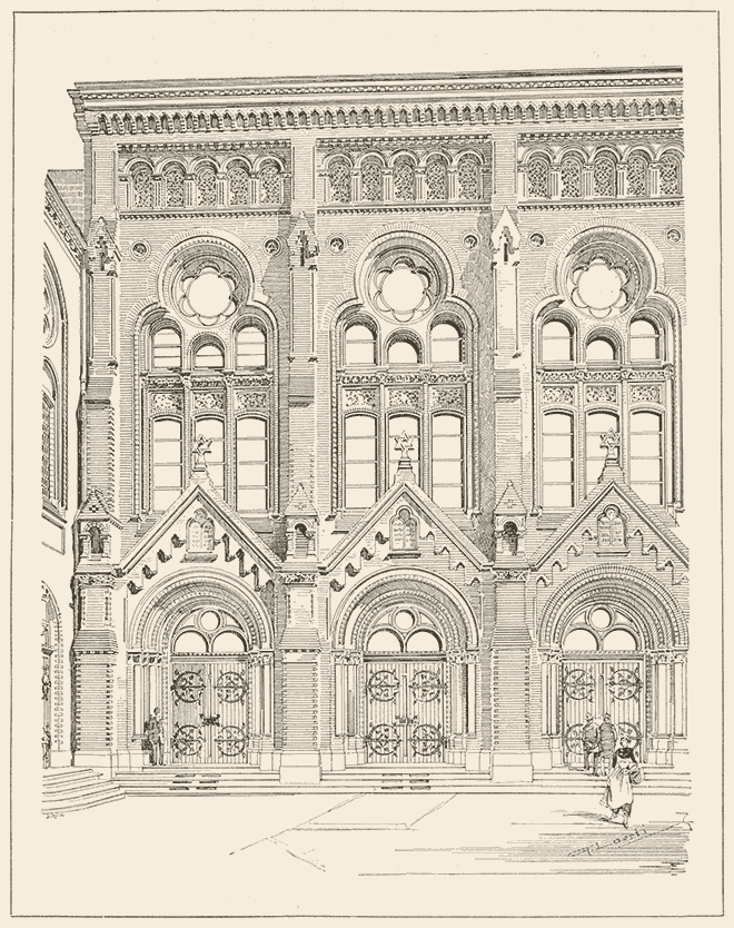 Drawing of the Synagogue at Lindenstraße