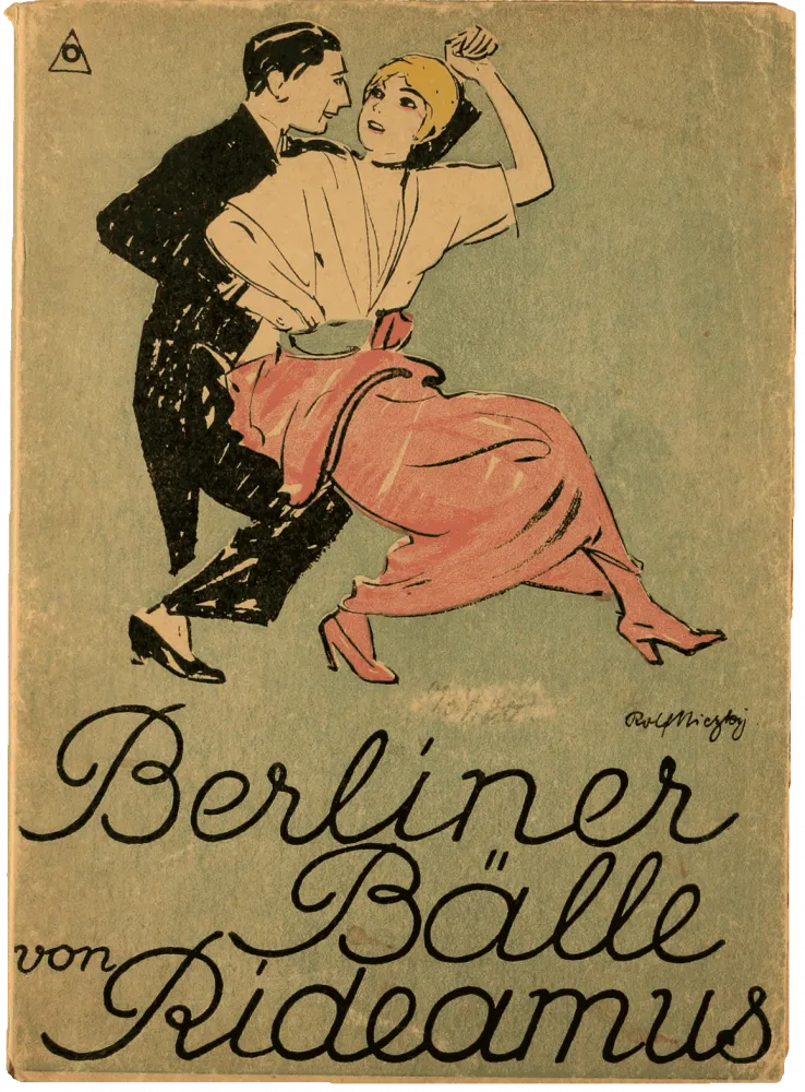 Auf dem Cover ist ein tanzendes Paar zu sehen, ihr Rücken ist seiner Brust zugewandt, sie schauen einander über ihre rechte Schulter an. Darunter sieht man die Signatur von Rolf Niczky sowie in Schreibschrift „Berliner Bälle von Rideamus“.