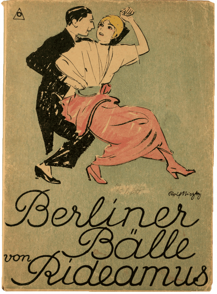 The cover features a dancing couple, her back is facing his chest, they are looking at each other over her right shoulder. Underneath you can see the signature of Rolf Niczky as well as “Berlin Balls by Rideamus” in cursive.