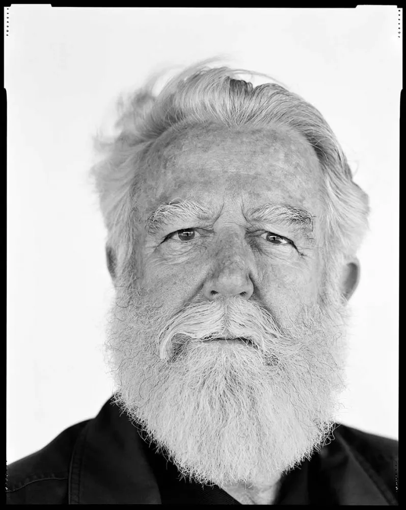 Black-and-white portrait photo of James Turrell