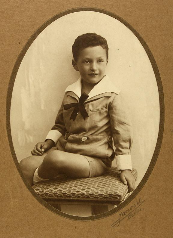 Studio recording of a little boy in a sailor suit