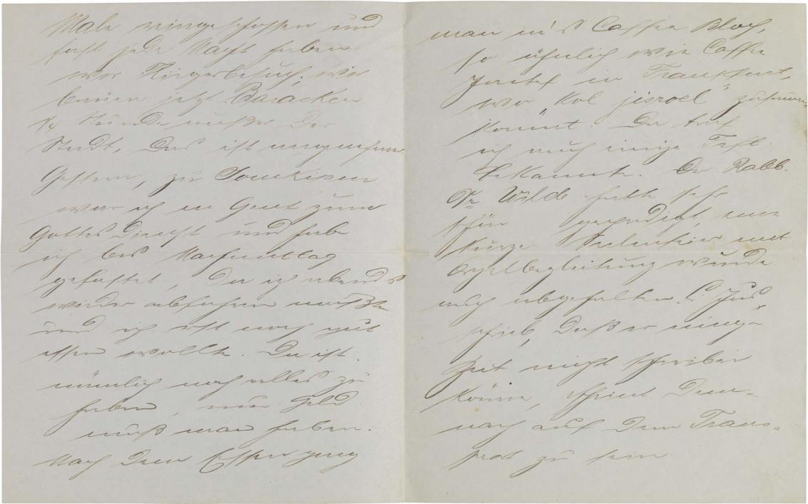 Brief: aufgeschlagene Doppelseite, handschriftlich