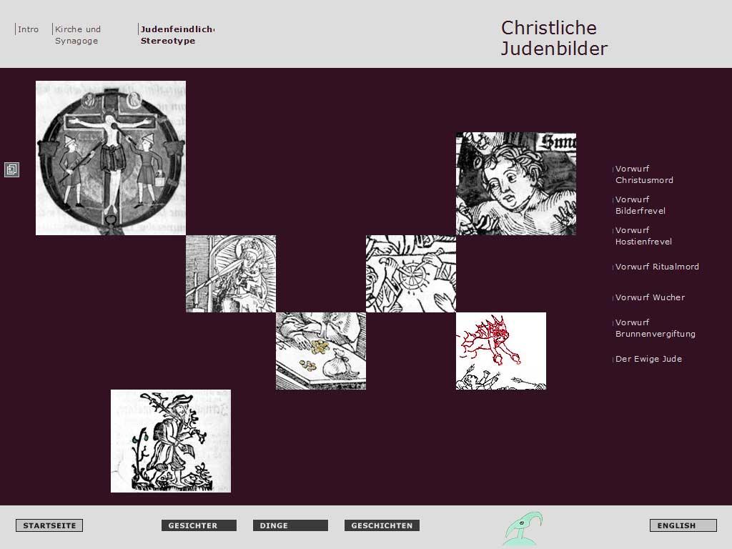 Screenshot aus einer Multimedia-Geschichte mit kleinen Bildern alter religiöser Zeichnungen.