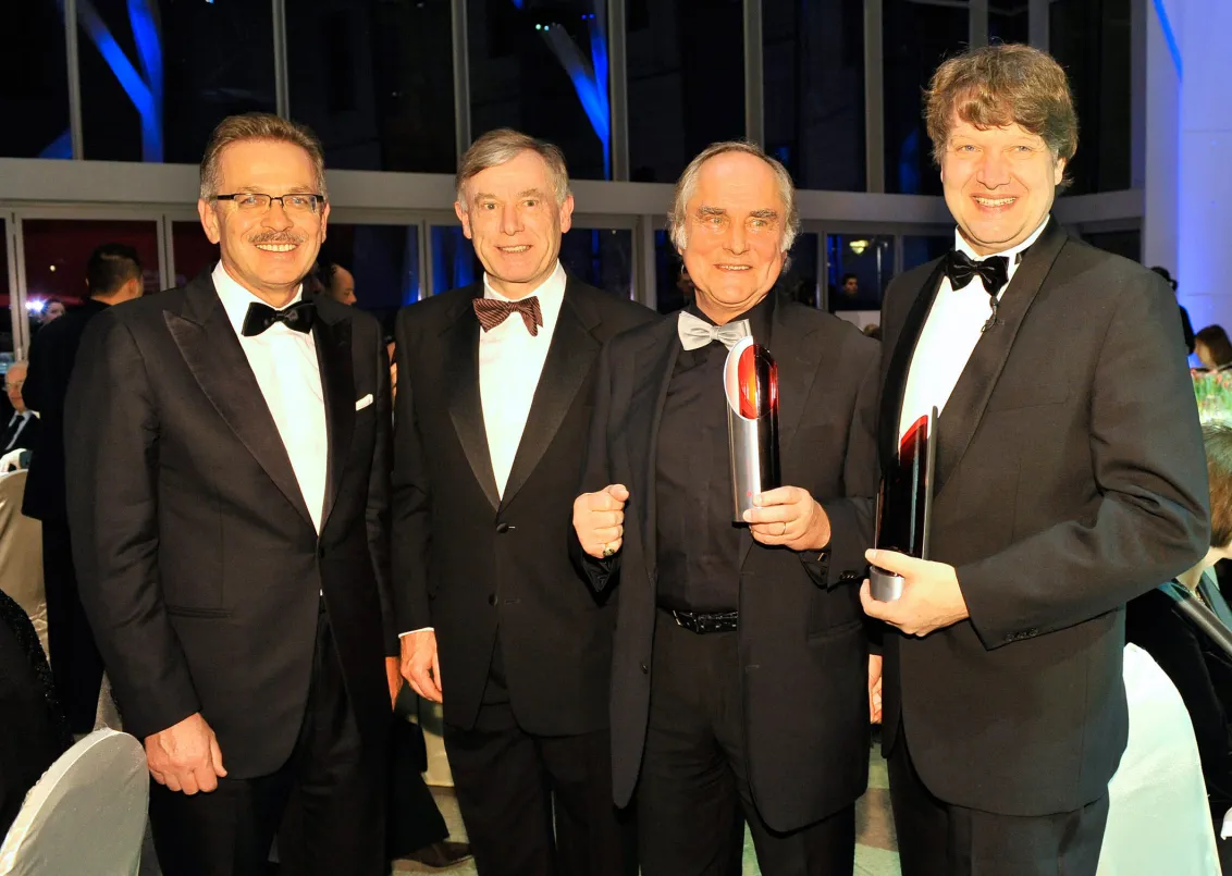 Anniversary dinner 2009: Award winners Michael Verhoeven, Christof Bosch and Franz Fehrenbach with Horst Köhler