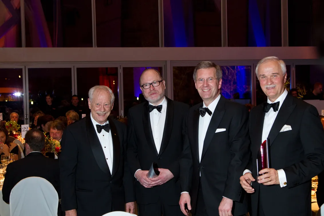 Anniversary dinner 2010: W. Michael Blumenthal, Jan Philipp Reemtsma, Christian Wulff, and Hubertus Erlen