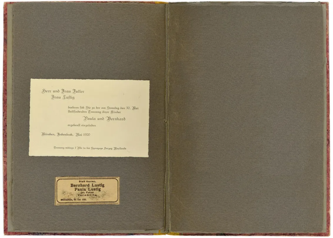 Two-page spread with invitation and newspaper announcement