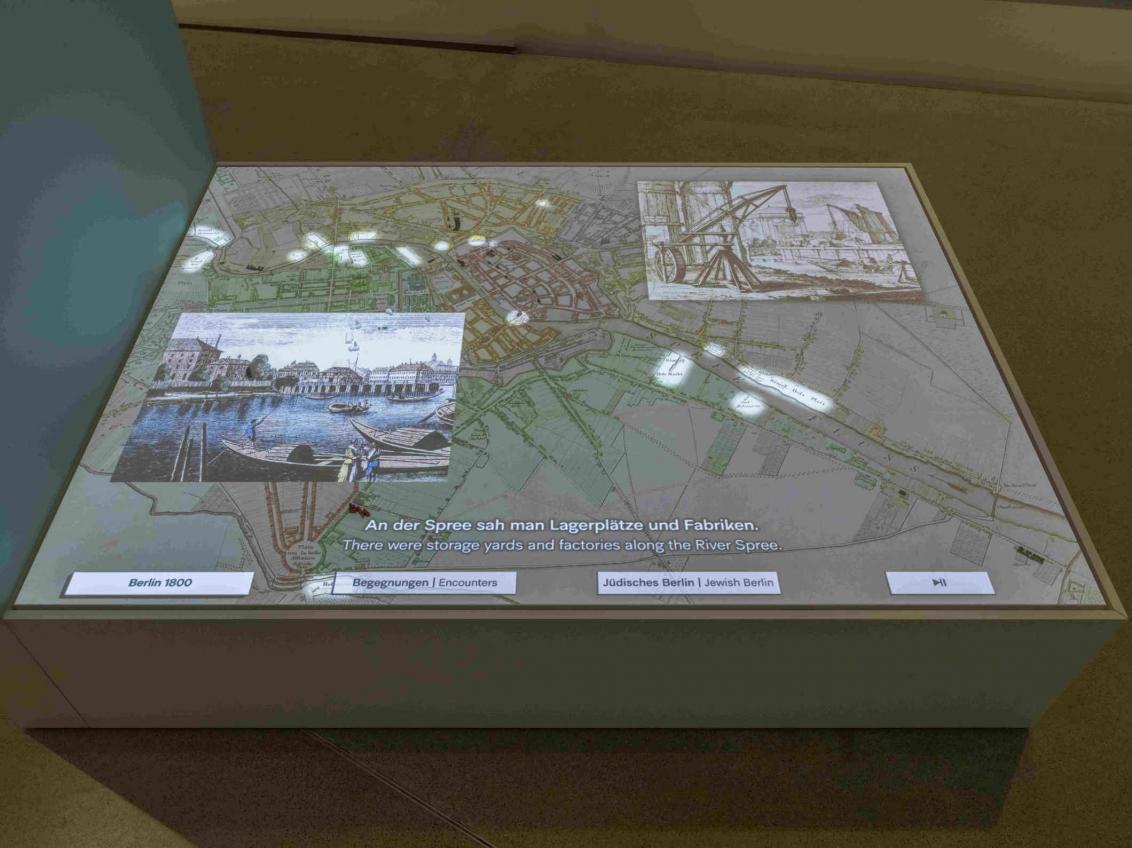 View of a media station on which a city map is displayed