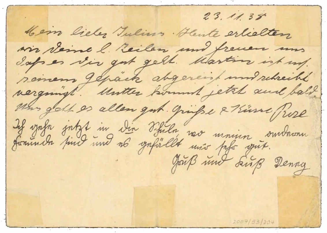 The handwritten postcard mentioned in the body text