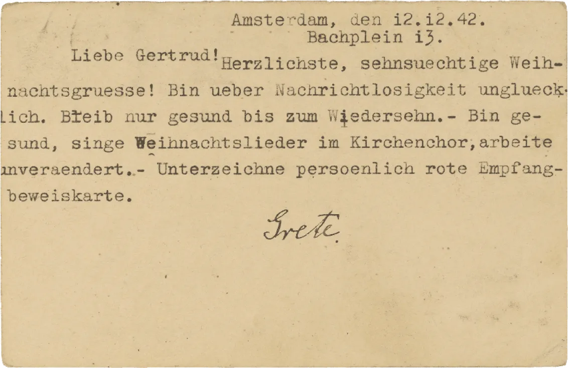 Postcard with printed text.