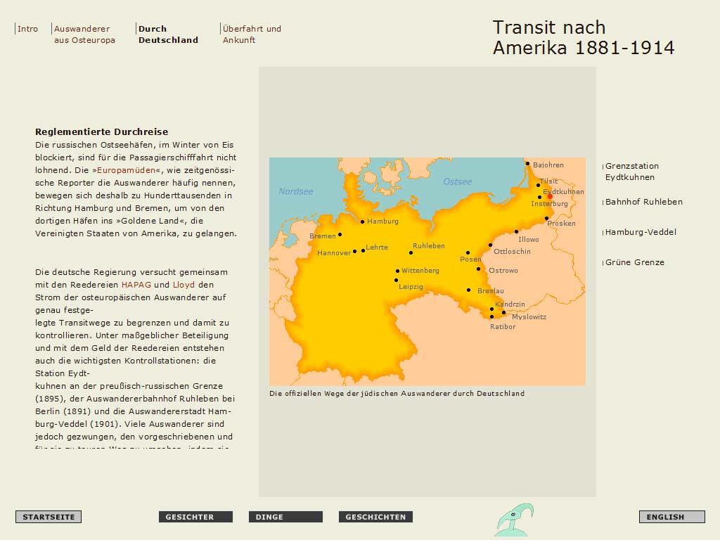Screenshot aus einer Multimedia-Story mit dem Titel "Transit nach Amerika".