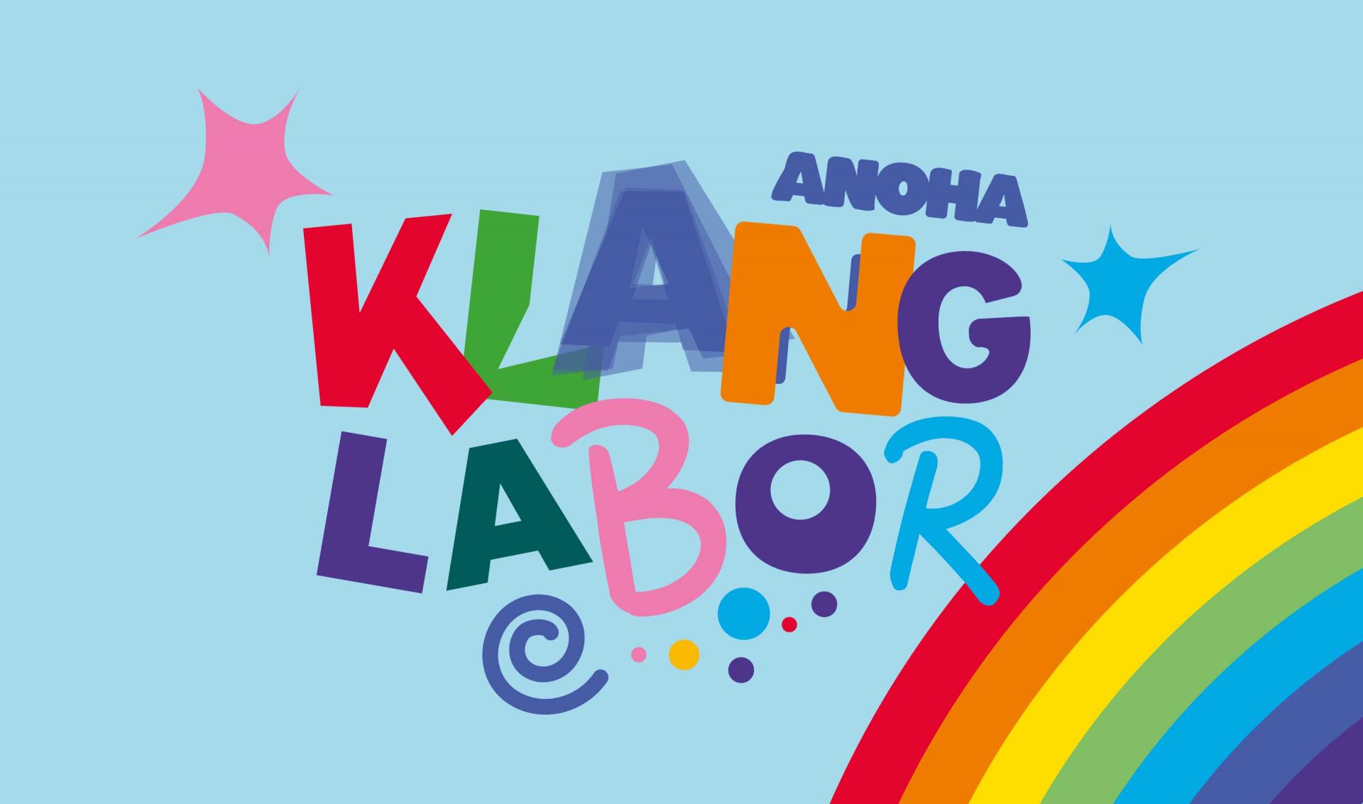 Colorful letters on a light blue background. It reads: ANOHA sound laboratory.