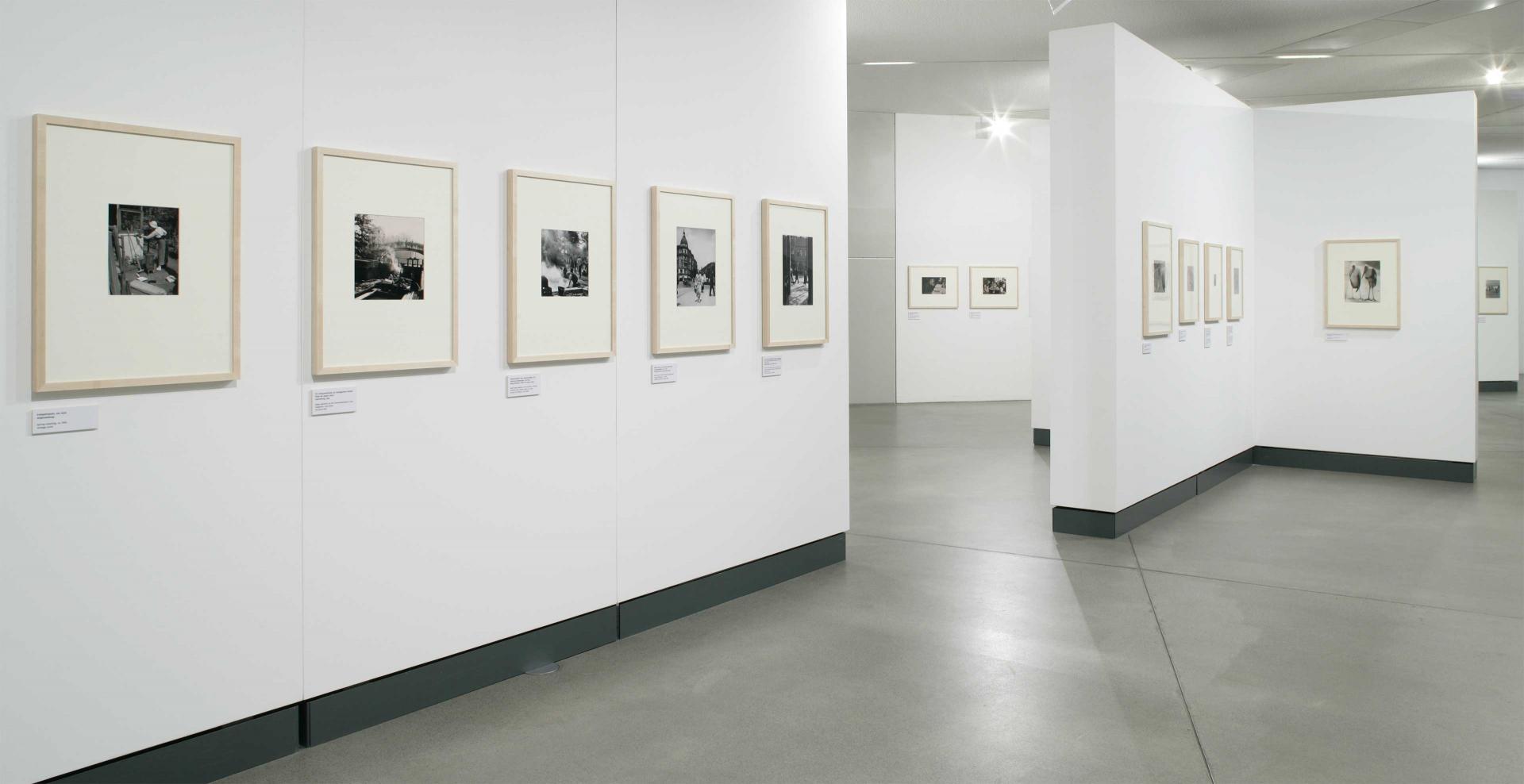 Exhibition walls with framed photographs