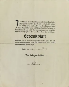 Vordruck, handschriftlich ausgef&uuml;llt