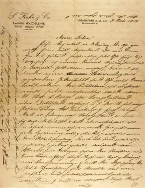 Die erste handschriftliche Briefseite dem im Flie&szlig;text erw&auml;hnten Briefes, beginnend mit der Anrede: Meine Lieben!
