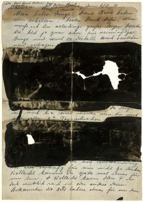 Handschriftlicher Brief mit geschw&auml;rzten Abschnitten