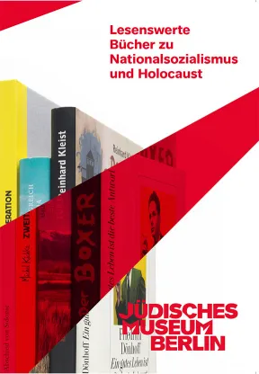 Brochure Cover or "Lesenswerte B&uuml;cher": a row of colorful books