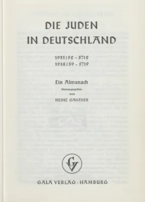 Die erste Seite, auch genannt Schmutztitel, des Buches: Die Juden in Deutschland.